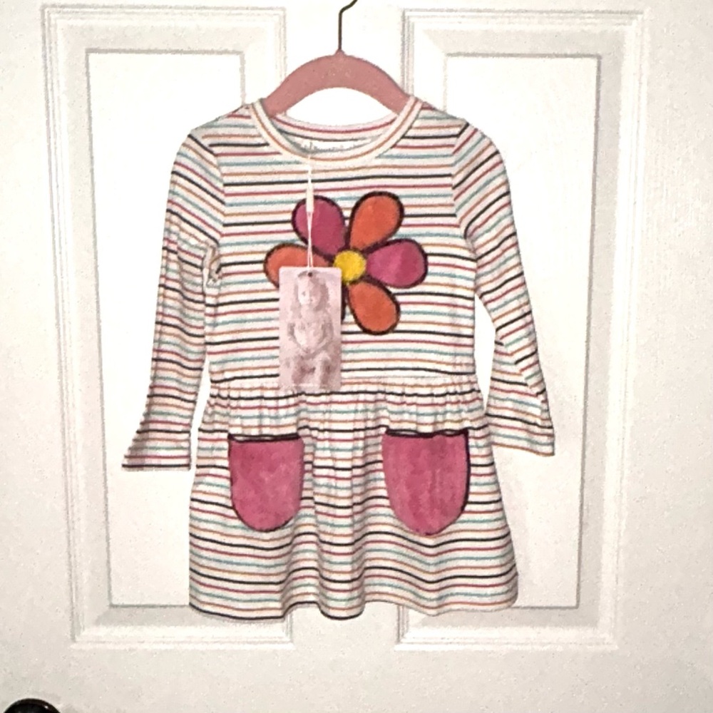Baby Sara Sriped Dress with Big Flower 🆕